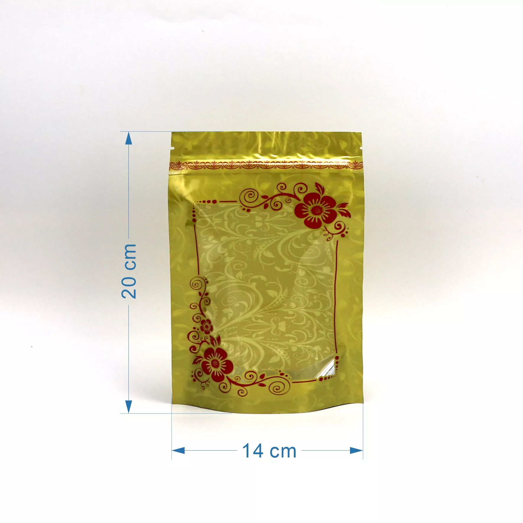 花纹袋 青金色 自立拉链袋20x14cm