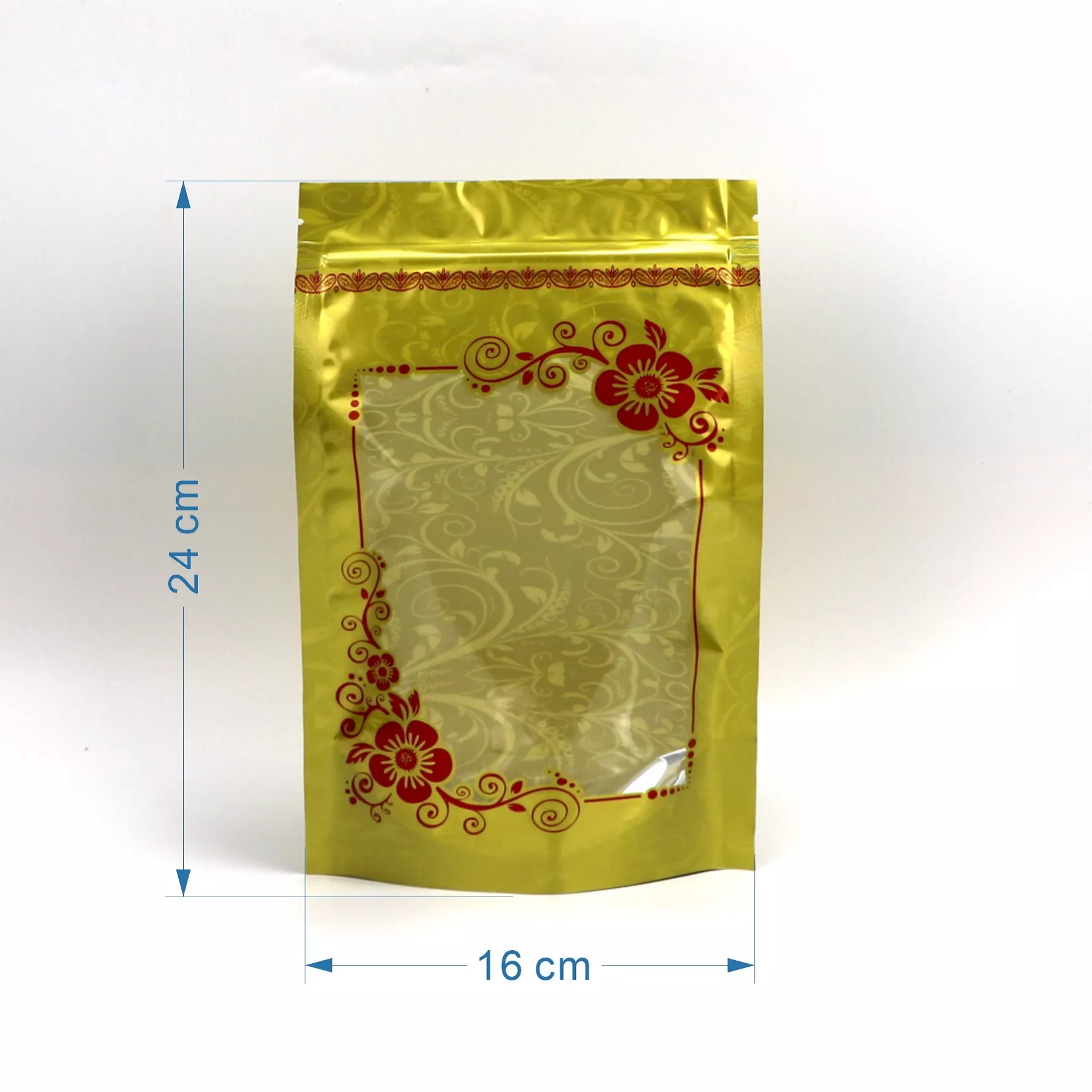 花纹袋 青金色 自立拉链袋24x16cm